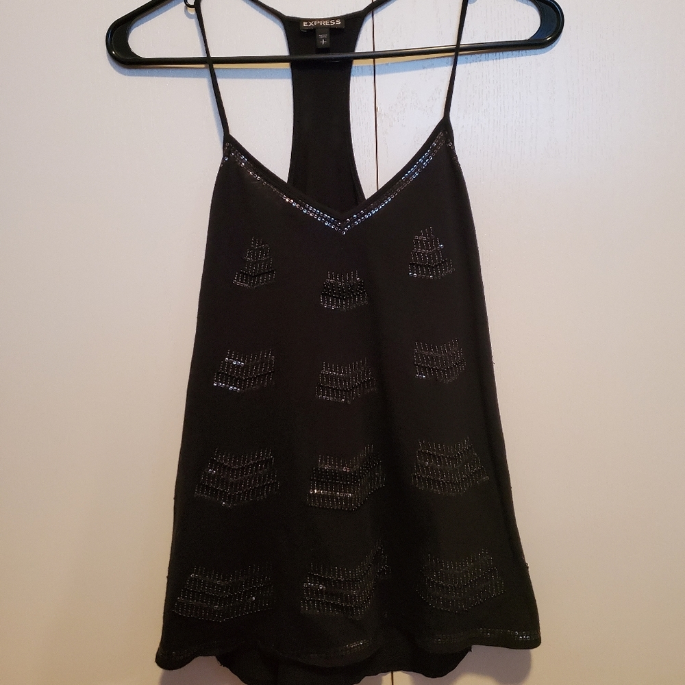 Express Beaded Black Tank